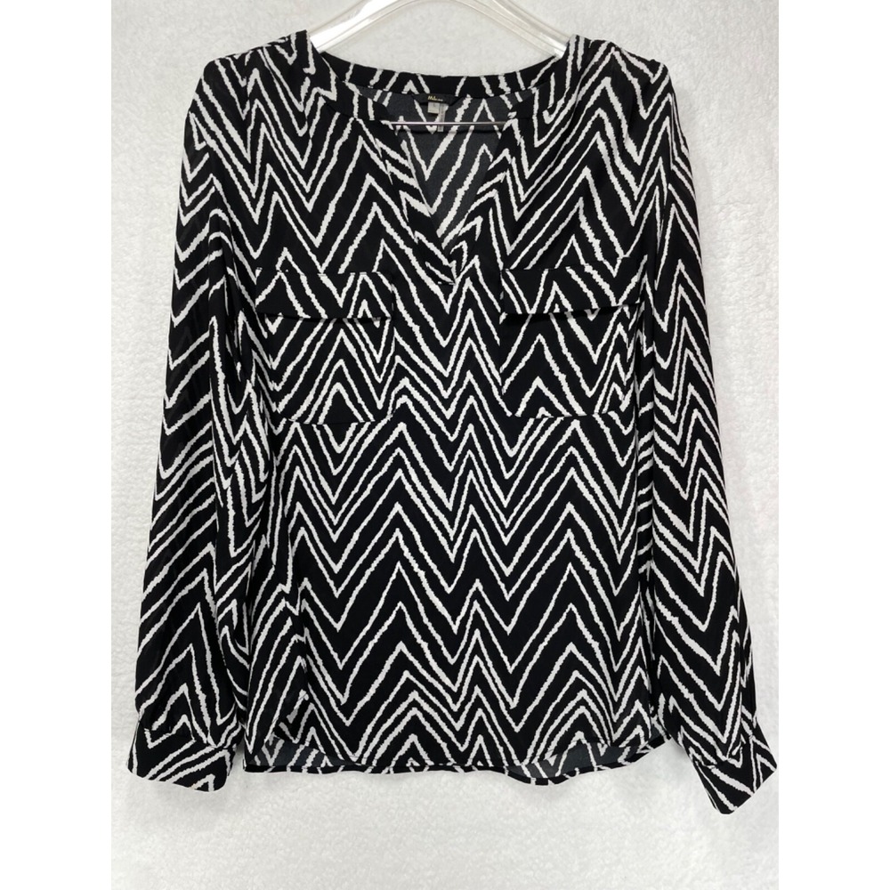 Milano Women's size‎ Large Long Sleeve V-Neck Tunic Roll Up Button  Sleeve  Cuff